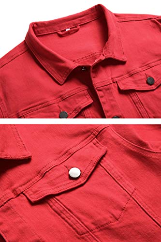 Image of Mens Denim Jacket Ripped Slim Jean Jacket Coat for Men