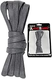[KutsuGoods] クツグッズ ワックス シューレース 先端チップ無し 靴紐 120cm 140cm 160cm 平紐 靴ひも 7mm幅 スニーカー (ダークグレー, 160cm)