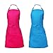 Penta Angel Small Apron with Pocket 2Pcs Rose Red Blue Adjustable Fabric Boys Girls Children Kitchen Chef Artist Bib Aprons for Cooking Baking Art Painting School Craft