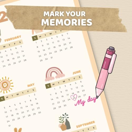 Image of Funk You Store Boho Themed Calendar 2026 Poster | A3 Sized (42 x 29 cm) Poster Cute Calender for Boho Themed Home Decor | Feel Good-Calendar 2026 Posters for Wall | Aesthetic Wall Room Decor