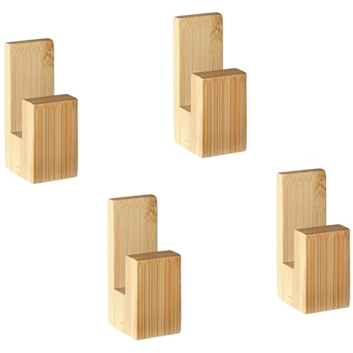 danhol ® 4 Ganchos Adhesivos para Pared - Colgadores Adhesivos Resistentes - Colgador Toalla Baño sin Taladro - Accesorios Baño Bambu - Perchas Adhesivas para Baño, Dormitorio y Cocina (Bambu)