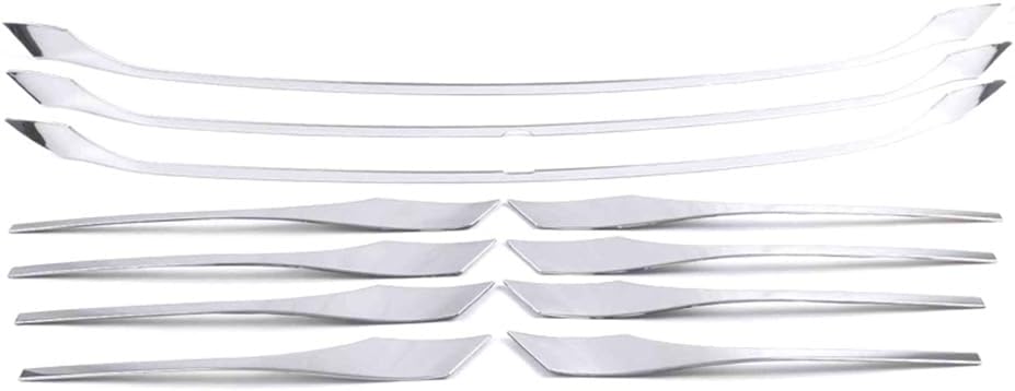 Auto Parts Fit for Toyota VENZA 2021 2022 2023 2024Front upper-middle Center Grille Grill Cover Trim Molding (11p:Chrome Silver) Stainless steel 11PCS