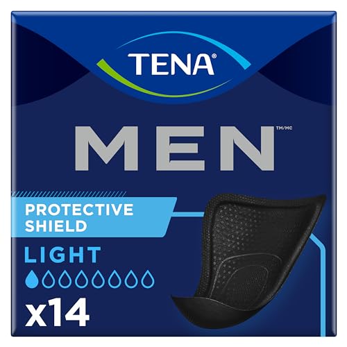TENA Men Level 0 x14 - Compresa Protectora Fina para Hombre - Para Incontinencia y Goteo Ocasional - Protector Ligero y Absorbente - 14 Unidades - Color Negro - Paquete Mensual