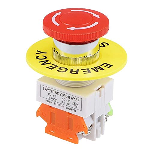 Arrêt d'urgence étanche 22mm équipé d'un double contact 1NO 1NC fiable
