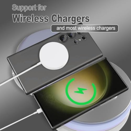 Image of DIZORO Samsung S25 Ultra Case, Compatible with Mag Safe Back Cover, Matte Luxury Metallic Luster Flexible TPU Wireless Charging Shockproof Case with Camera Protector (Metallic Silver)