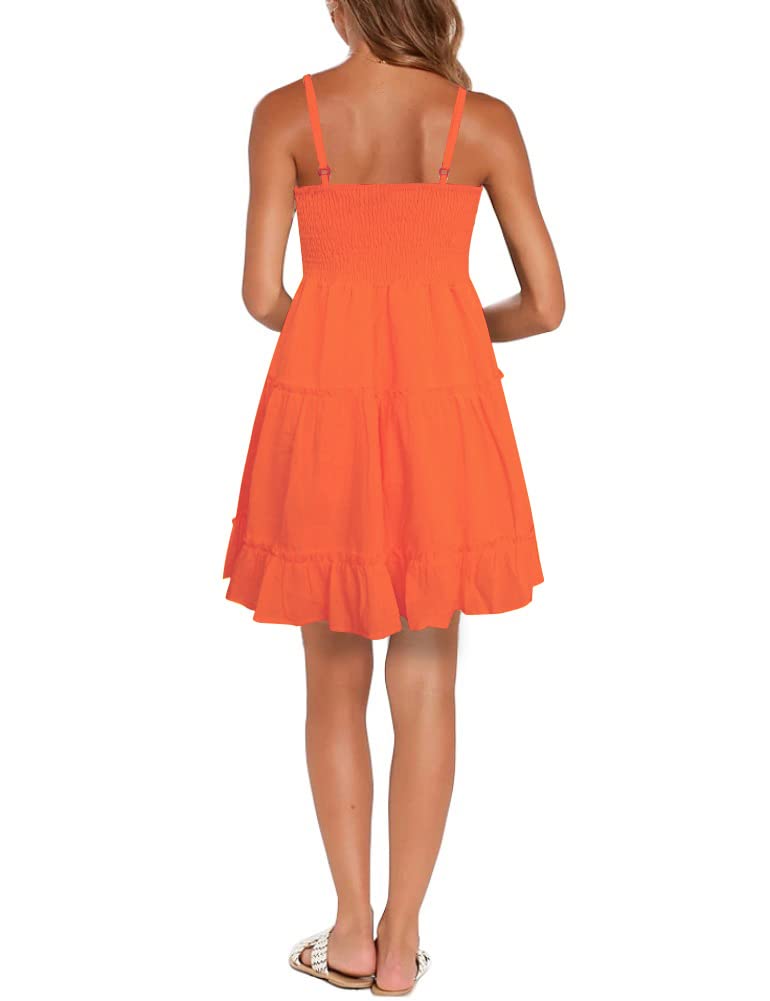 FANCYINN Abito da Donna con Scollo a V e Spalline Sottili, Senza Maniche, Senza Maniche, con Volant, per Il Tempo Libero