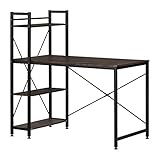 South Shore Evane Industrial Desk with Bookcase, Cracked Fall Oak