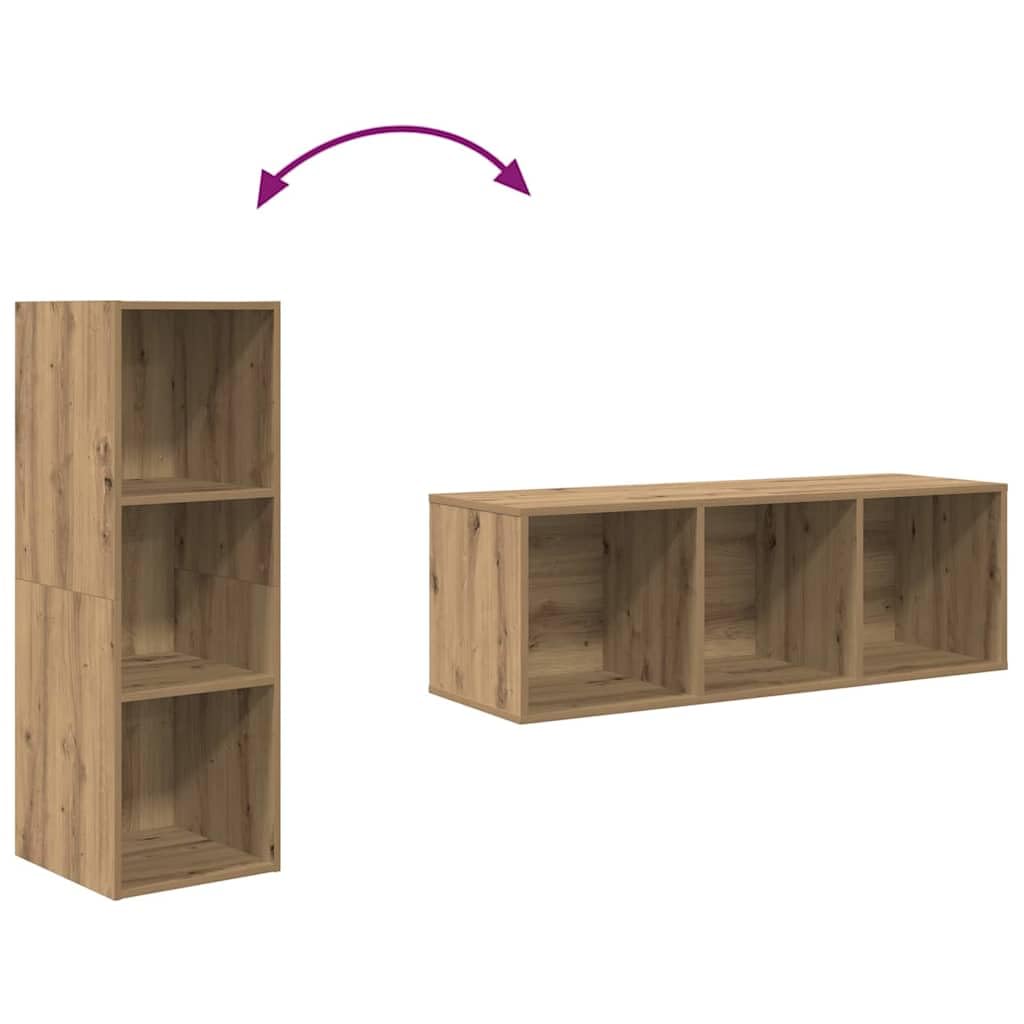 TV-Schrankset Wandmontiert 3-teilig, Artisan-Eiche Holzwerkstoff, Modernes Media-Center für Wohnzimmer, Elegante Aufbewahrung, Platzsparendes Design
