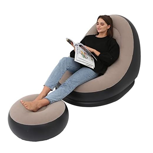 ch-AIR Inflatable Lounge Chair with Ottoman Recliner Leisure Sofa Armchair Lazy Outdoor Camping Seat