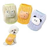Valicaer 3 piezas XS de invierno cálido gatito cachorro, ropa de jersey Yorkie para perro, chihuahua, suéter suave para perros pequeños, suéteres de forro polar para perros recién nacidos y gatos