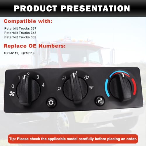Q21-6119 HVAC A/C Heater Climate Control Module Panel Switch Replacement for Peterbilt Trucks 337 348 389 Temperature Control Panel Q216119