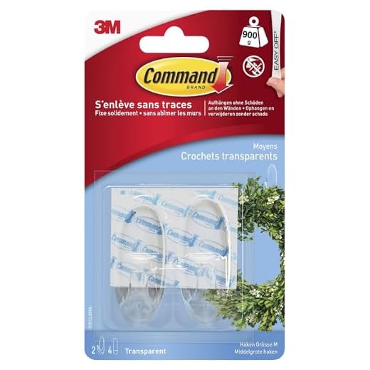 Command Crochets Ovales Moyens Transparents, 2 Crochets 4 Languettes, 900 g