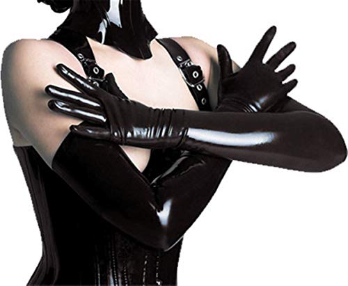 MIMIOOORE Long adulte Gants en latex noir femme Hip-pop fétichiste Faux cuir Sexy Accessoires (Color : Black)