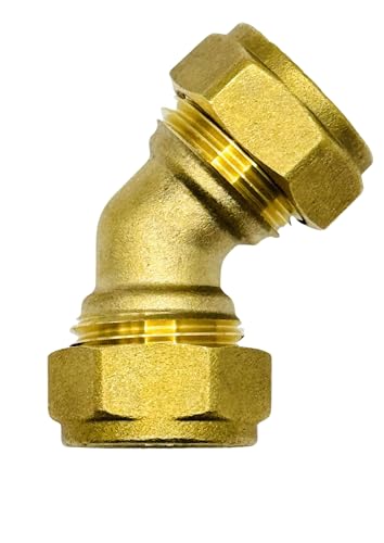 hep Online® Compression 15mm Brass Elbow Bend 45° Right Angle Brass Fitting Obtuse Bend
