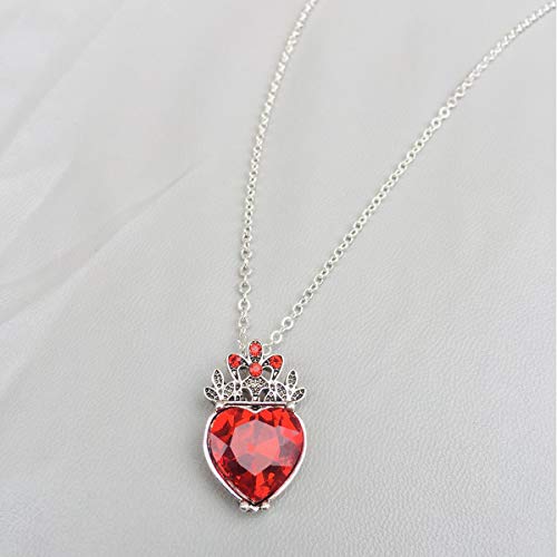 Idouu Descendants Princess Evie Red Heart Necklace Queen Of Hearts Costoum Fan Dress Up Pendant Jewelry Birthday Valentine's Halloween Christmas Party Gift For Kids Girls Women Her,Red #TOP3