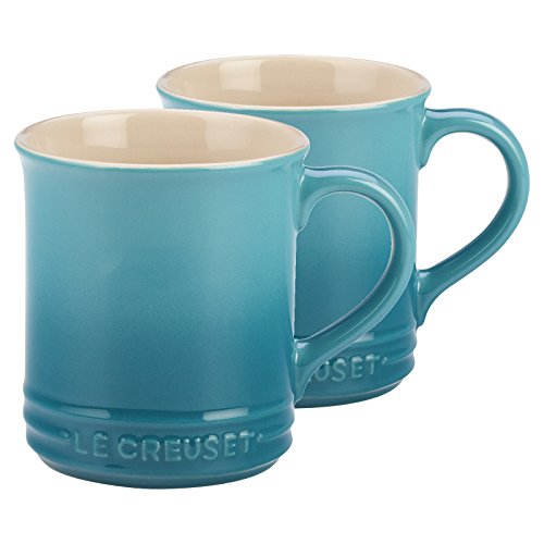 Le Creuset Stoneware, 14-Ounce Mug, Caribbean, Set of 2