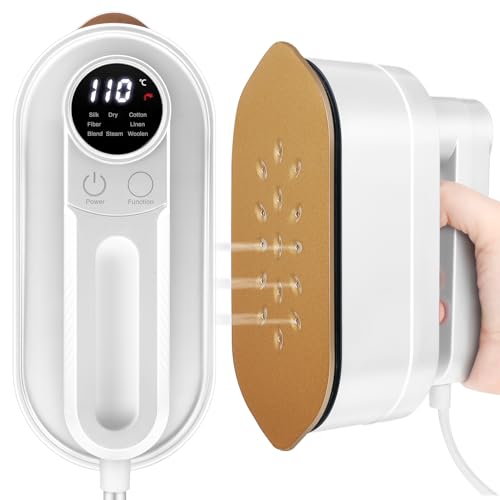 zerotop 1200W Portable Iron, 180°Rotatable Mini Steam Iron, Handheld Travel Steamer Iron for Clothes, 8 Modes Garment Steamer, Mini Ironing Machine with Dry & Wet Ironing for Home & Travel (White)