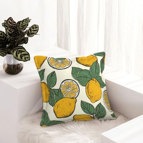 Coussin similicuir citron pour déco rustique de salon et canapé
