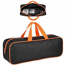 DOITOOL Grill Tool Storage Bag, 14.7" Portable BBQ Tool Organizer Pouch, Outdoor Grill Accessories Storage Carry Bag for Outdoor Camping RV Picnic