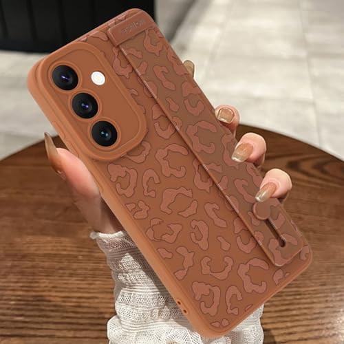 Image of Compatible with Samsung Galaxy S25 FE Case with Strap Wrist Brown