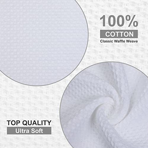 Kitinjoy 100% Cotton Kitchen Dish Cloths, 6 Pack Waffle Weave Dish Towels Ultra Soft Absorbent Quick Drying Dish Rags, 12 X 12Inch, White #TOP1