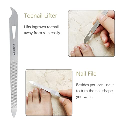 Fixbody Toenail Clippers Set, Ingrown Toenail Tool Kit, Nail Clippers For Thick Nails, 4 Pieces Stainless Steel Pedicure Tools Kit, Toenail Clippers For Seniors Thick Toenails, Soft Grip Long Handle #TOP3