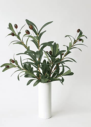 Annie&Panda 3 Pack Realistic Tall Artificial Olive Branch For Vases, Fake Greenery Faux Olive Stems For Vase Fake Olive Tree Branches Faux Eucalyptus Stems With Fruit 28 Inch For Home Wedding Decor #TOP4