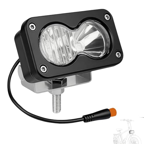Electric Bike Headlight 20W Plug & Play LED Headlight Upgrade | IP67 Waterproof 3-Pin Front Lamp, Fits Ridstar Q20/Q20 Lite/Q20 Pro, 6000-6500K High Beam with Mount Bracket