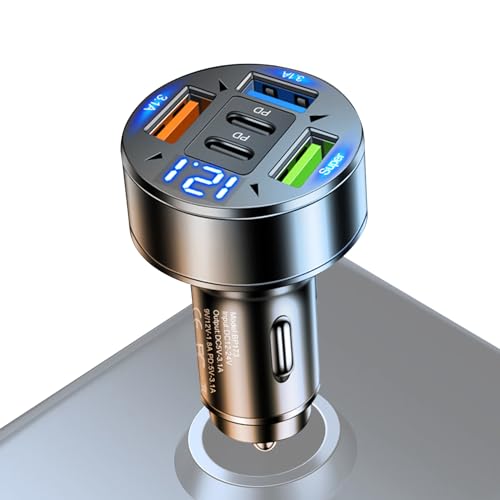 Caricatore di auto veloci - Adattatore più leggero di sigaretta - Caricatore USB da 100W con voltmetro, doppio caricatore di caricatore per telefono USB C Caricatore USB Caricabatterie USB VACE PER IP