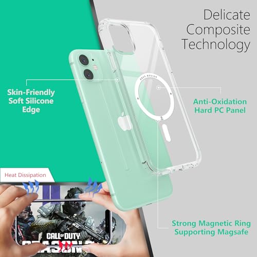 Image of ONES Magnetic Case for iPhone 11 | Compatible with Magsafe, Slim Clear Shockproof Cover, [PC + TPU Hybrid] Anti-Yellowing & Anti-Fingerprint iPhone 11 Transparent Case
