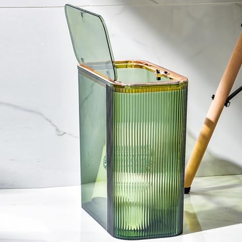 Hemore Transparent Green Plastic PET Rectangular Trash Can, 12.2x6.1x11 ...