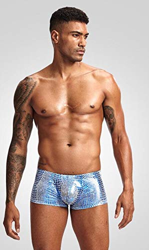 Naturemore Mens Swimsuit Square Leg Endurance U Pouch Boxer Pants+ Snakeskin Blue #TOP1