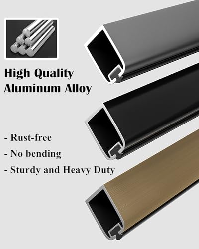 Rail de garde-robe noir 90 cm en acier anti-rouille LWX