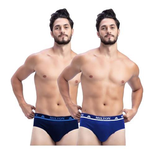 Image of Milton Mens Pure Cotton Solid Briefs|Soft Breathable Underwear for Men|Outer Elastic Comfort Fit Waistband|Skin-Friendly Essentials|Multi-Color, Color Name May Vary as per Availability|Pack of 2