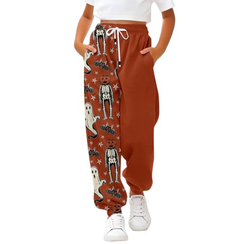 Jogger Pants for Kids Girls Elastic Waist Halloween Print Loose Sweatpants Casual 𝗗rawstring Pants with Pocket