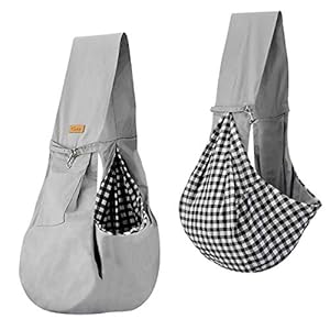 Cuby Dog and Cat Sling Carrier ? Hands Free Reversible Pet Papoose Bag - Adjustable - Soft Pouch and Tote Design ? Suitable for Puppy, Small Dogs, and Cats for Outdoor Travel (Light Grey)