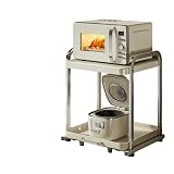 SENKAR 収納ラック キッチン電子レンジ収納ラック 炊飯器置き台 スライド棚 ステンレス製 安定した カウンタートップの引き出し式 オーブン 炊飯器 ノンフライヤー家電 省スペース キッチン 組み立て簡単(幅52cm)