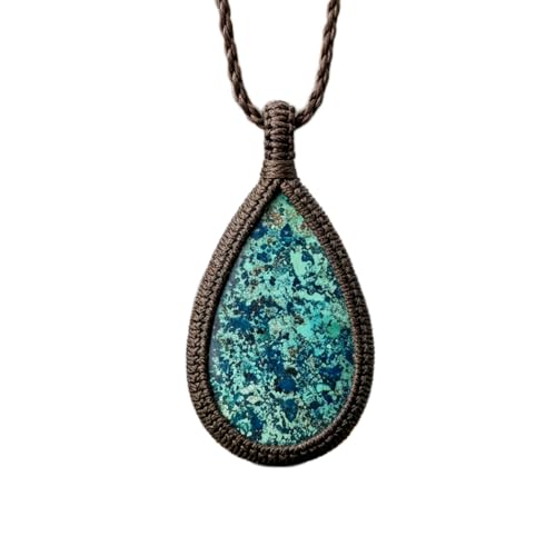Pendentif chrysocolle verte LKBEADS poire et cuir véritable