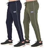 FULL TIME SPORTS® Herren Fleece Trainingsanzüge & Jogginghosen, Running Jogger mit Elastischen Manschetten & Taille, 2er Pack (Marine & Armeegrün, S)