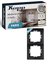 Kopp PARIS 2-fach Abdeckrahmen in Matt-Schwarz - 8,3 x 15,4 cm - Rahmen für Steckdosen & Schalter - Stilvoller Steckdosenrahmen aus Kunststoff - Hochwertiger Lichtschalter-Rahmen