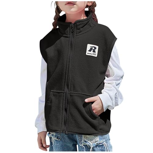 Girls Fleece Vest Jacket Warm Soft Sleeveless Jacket Ligntweight Full-Zip Outerwear Vests Winter Vest 3-15 Years