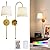 Battery Operated Wall Sconce Set of 2, Rechargeable Wireless Wall Decor Sconces, Two Battery Powered Wall Lights, Dimmable Magnetic RGB Bulbs & Remote, Lamp for Living Room Bedroom - Gold