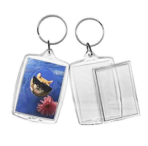Image of BetterJonny 20Pcs Acrylic Picture Keychain Blanks in Clear Acrylic Picture Frame Keyrings