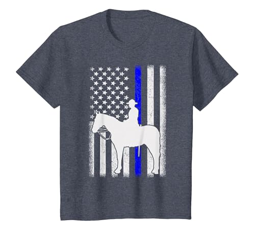 Police Officer Mounted Patrol Cops Law Enforcement T-Shirt, Youth, Heather Blue, 3T