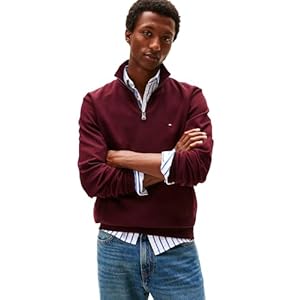 Tommy Hilfiger Herren Medium Weight 1/4 Zip Sweatshirt Pullover (1er Pack)