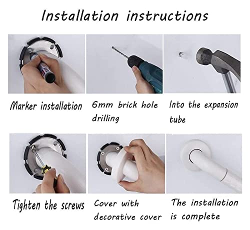 Grab Bars White Straight Stainless Steel Grab Rails, Nylon Anti-Slip Grip，Elderly Disabled Toilet Wall Mounted Home Assist Armrest 38/48/68/78/88 Cm (Size : 68Cm) #TOP4