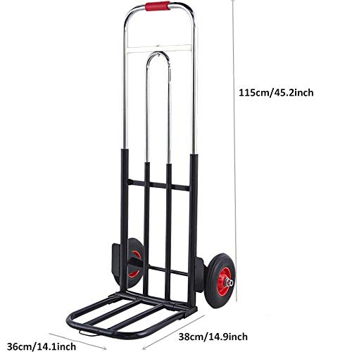 MIZE Steel Multi-Functional Folding Hand Truck with Anti Puncture Solid Wheel and 150 kg Capacity,Black Sack Trolley for Luggage Travel Strap - Image 3