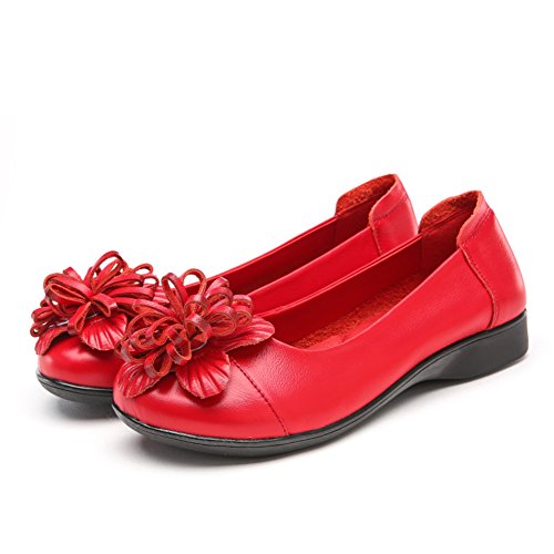 Espadrilles en cuir souple et bout rond pour femmes