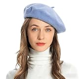 ZLYC Femmes Classique Francais Laine Chapeau de Béret(Bleu Ciel),Taille Unique