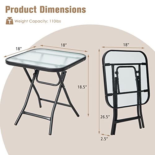 Tangkula 10401-NP Patio Bistro Table, 18 Inch Square Glass Top Side Table thumb #2